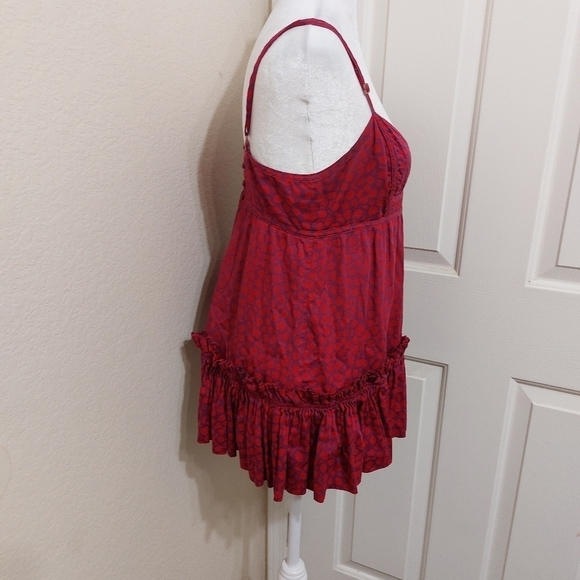 MARC JACOBS babydoll red purple tank Y2K drop waist ruffle waist buttoned back 4 - Picture 7 of 13